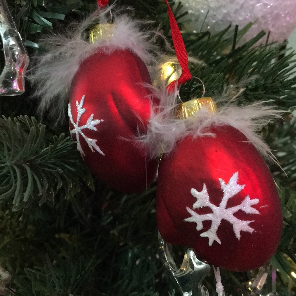 Glass Mittens Ornaments with Snowflake Design